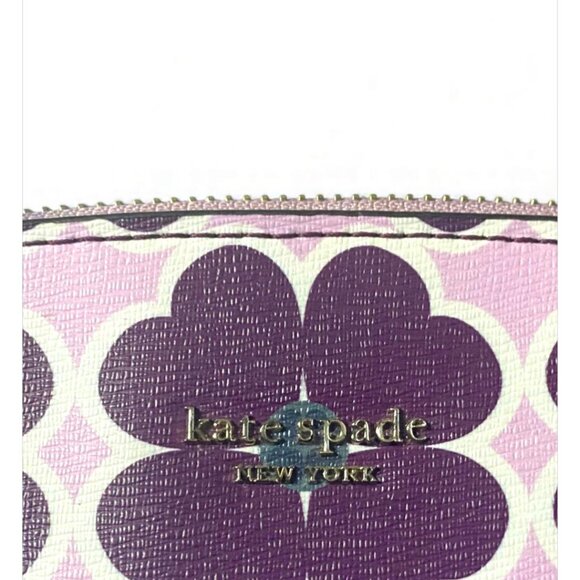 KATE SPADE - Sylvia graphic clover large size Plum Purple/Lavender /Gold - Picture 4 of 5